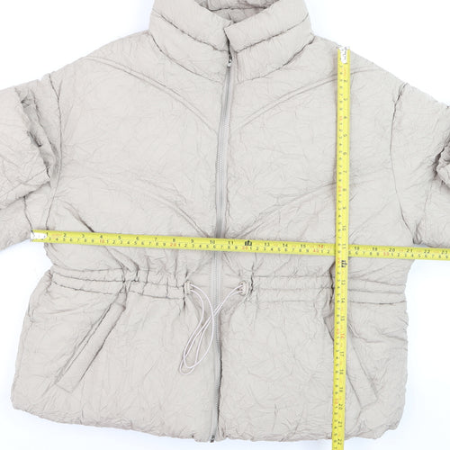 Boohoo Women’s Beige Puffer Jacket Size 10 Short Winter Coat