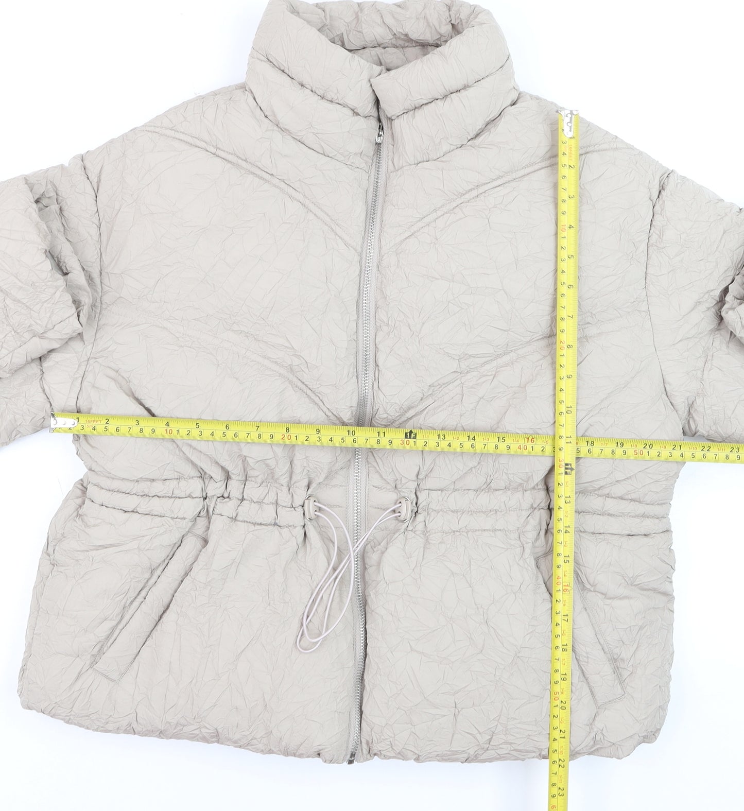 Boohoo Women’s Beige Puffer Jacket Size 10 Short Winter Coat