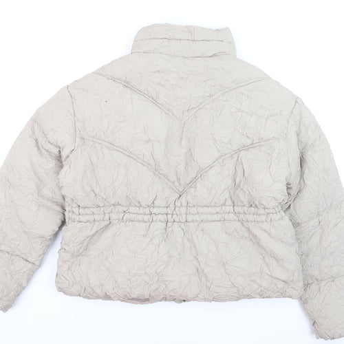 Boohoo Women’s Beige Puffer Jacket Size 10 Short Winter Coat