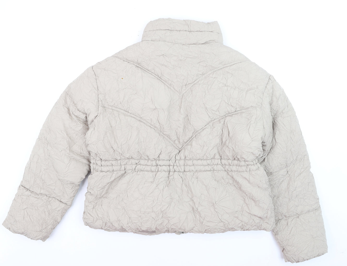 Boohoo Women’s Beige Puffer Jacket Size 10 Short Winter Coat