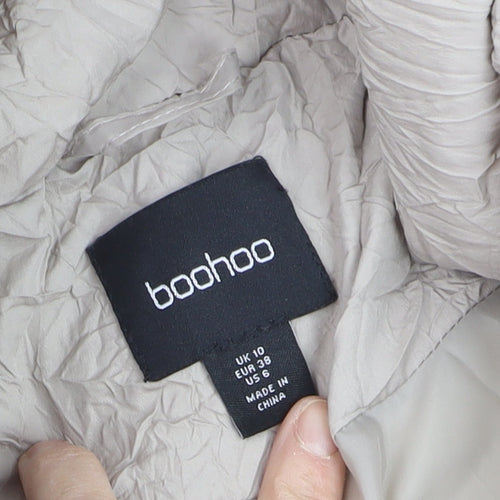 Boohoo Women’s Beige Puffer Jacket Size 10 Short Winter Coat