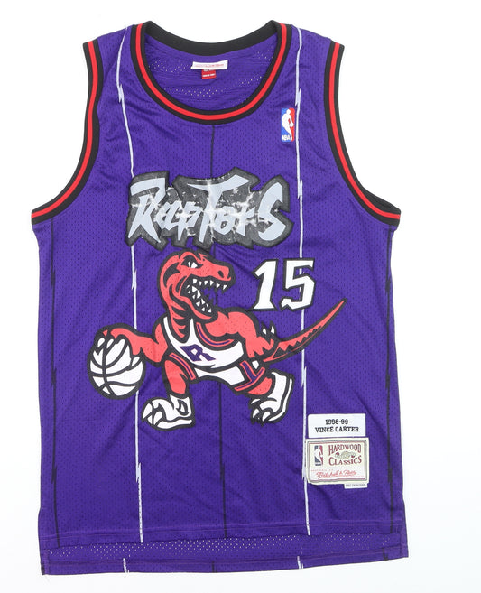 Front view of Mitchell & Ness Men’s Purple Raptors 15 Vince Carter Basketball Jersey M