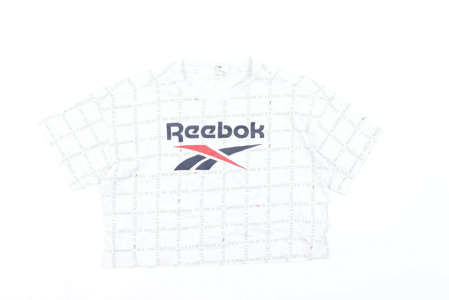 Reebok Women's White Cropped Logo T-Shirt XS Casual Sportswear