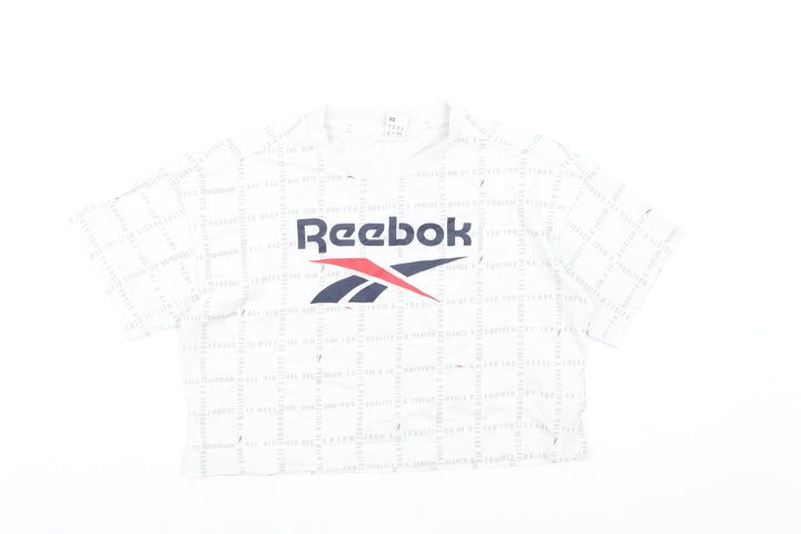 Reebok Women's White Cropped Logo T-Shirt XS Casual Sportswear