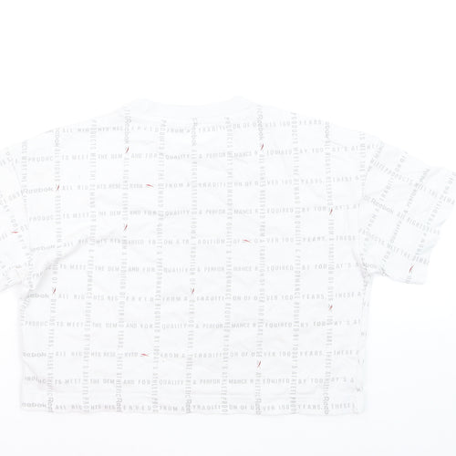 Reebok Women's White Cropped Logo T-Shirt XS Casual Sportswear