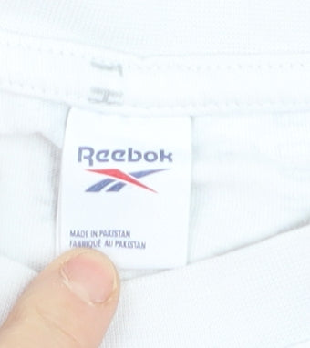 Reebok Women's White Cropped Logo T-Shirt XS Casual Sportswear
