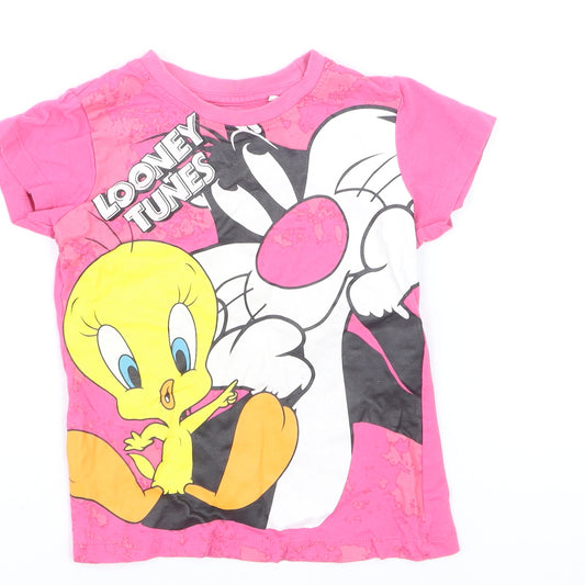 Warner Bros Girls Pink Looney Tunes Tweety & Sylvester T-Shirt 3-4 Years
