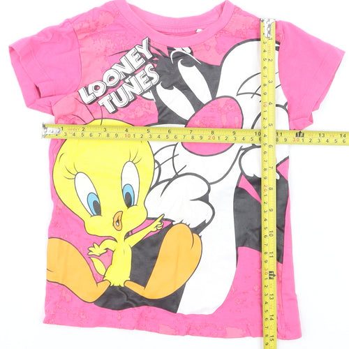 Warner Bros Girls Pink Looney Tunes Tweety & Sylvester T-Shirt 3-4 Years
