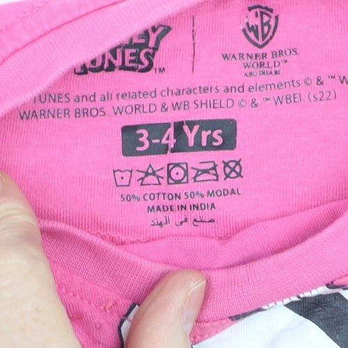Warner Bros Girls Pink Looney Tunes Tweety & Sylvester T-Shirt 3-4 Years