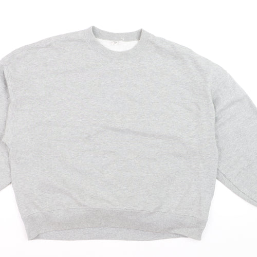 Uniqlo Men Grey XL Sweatshirt Crew Neck Classic Pullover Cotton Blend