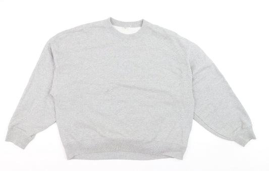 Uniqlo Men Grey XL Sweatshirt Crew Neck Classic Pullover Cotton Blend