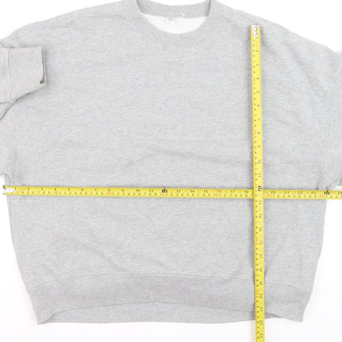 Uniqlo Men Grey XL Sweatshirt Crew Neck Classic Pullover Cotton Blend