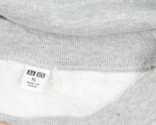Uniqlo Men Grey XL Sweatshirt Crew Neck Classic Pullover Cotton Blend