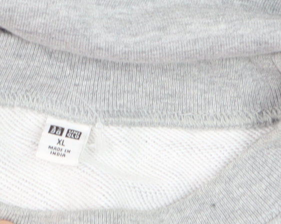 Uniqlo Men Grey XL Sweatshirt Crew Neck Classic Pullover Cotton Blend