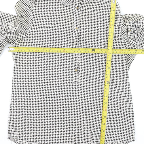 Vila Womens Black Geometric Button-Up Long Sleeve Blouse Size S