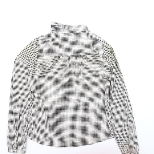 Vila Womens Black Geometric Button-Up Long Sleeve Blouse Size S