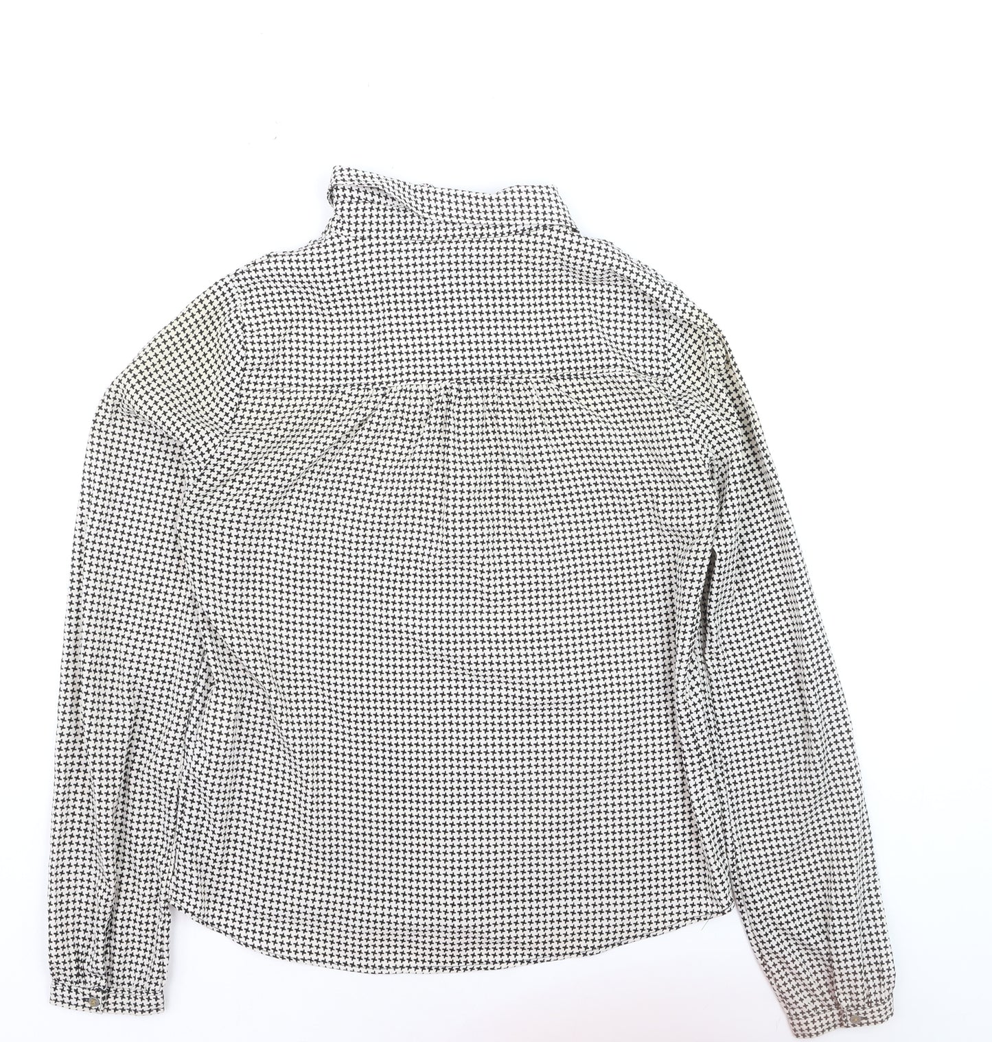 Vila Womens Black Geometric Button-Up Long Sleeve Blouse Size S