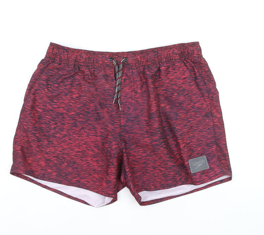 Speedo Men's Red Quick Dry Swim Shorts Size M Elastic Waist