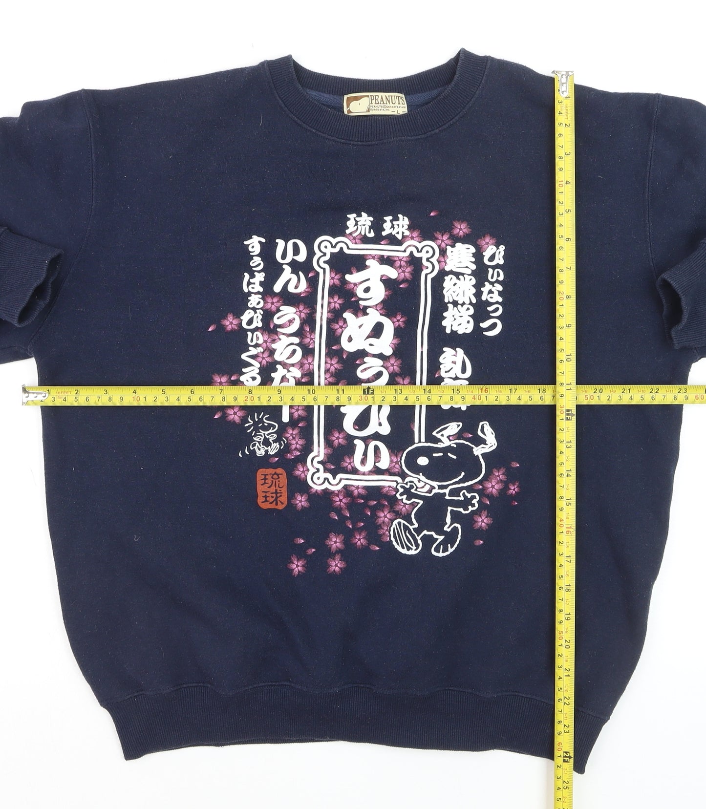 Peanuts Snoopy Navy Blue Crew Neck Pullover Sweatshirt Women L