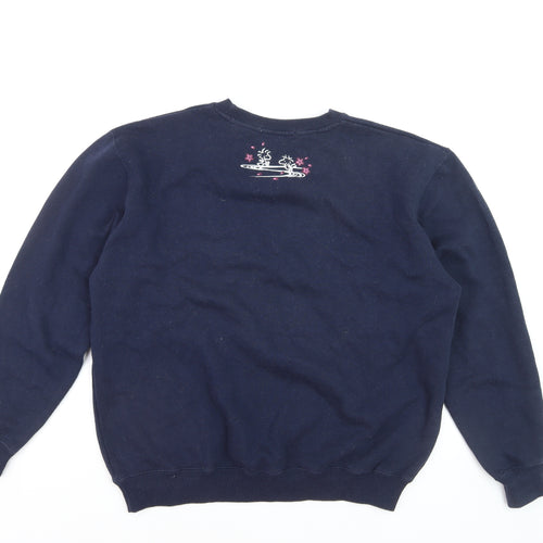 Peanuts Snoopy Navy Blue Crew Neck Pullover Sweatshirt Women L