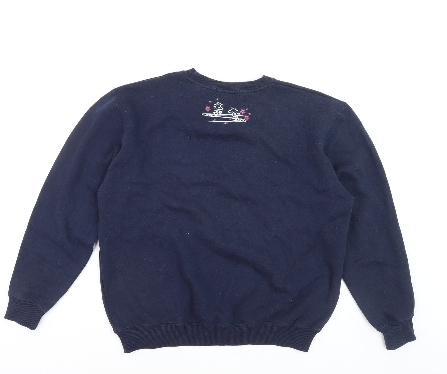 Peanuts Snoopy Navy Blue Crew Neck Pullover Sweatshirt Women L