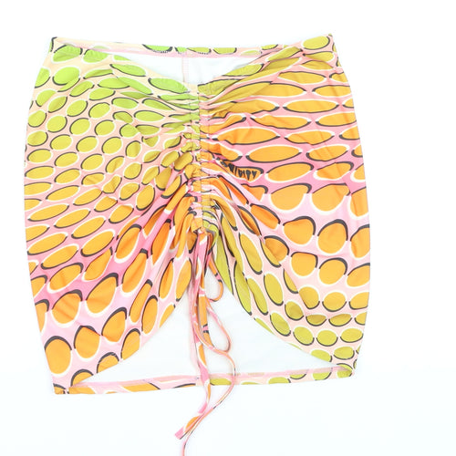 OMIGHTY Women Multicoloured Geometric Swim Skirt Size M Retro Style