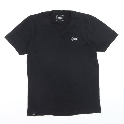 Diesel Men's Black V-Neck Cotton T-Shirt Size L