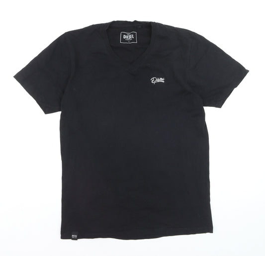 Diesel Men's Black V-Neck Cotton T-Shirt Size L