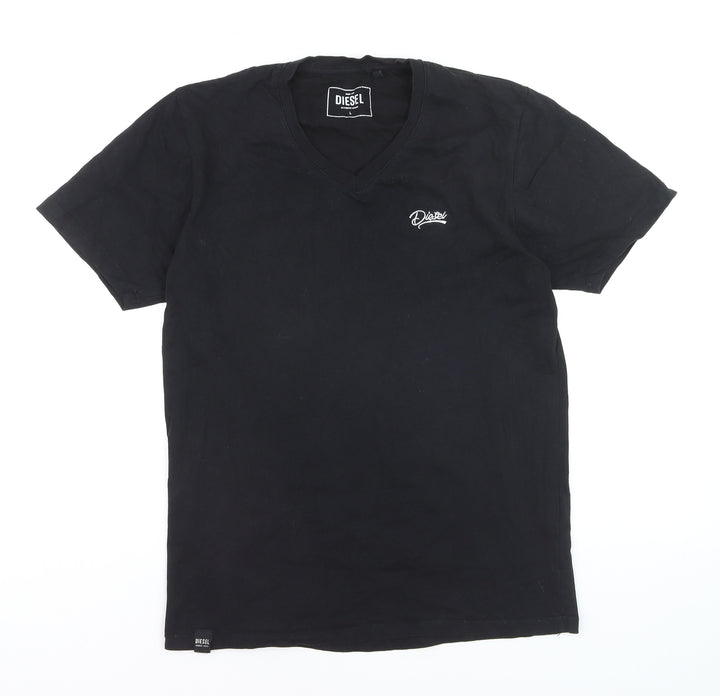Diesel Men's Black V-Neck Cotton T-Shirt Size L