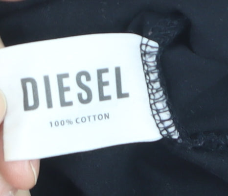 Diesel Men's Black V-Neck Cotton T-Shirt Size L