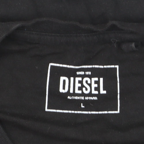 Diesel Men's Black V-Neck Cotton T-Shirt Size L
