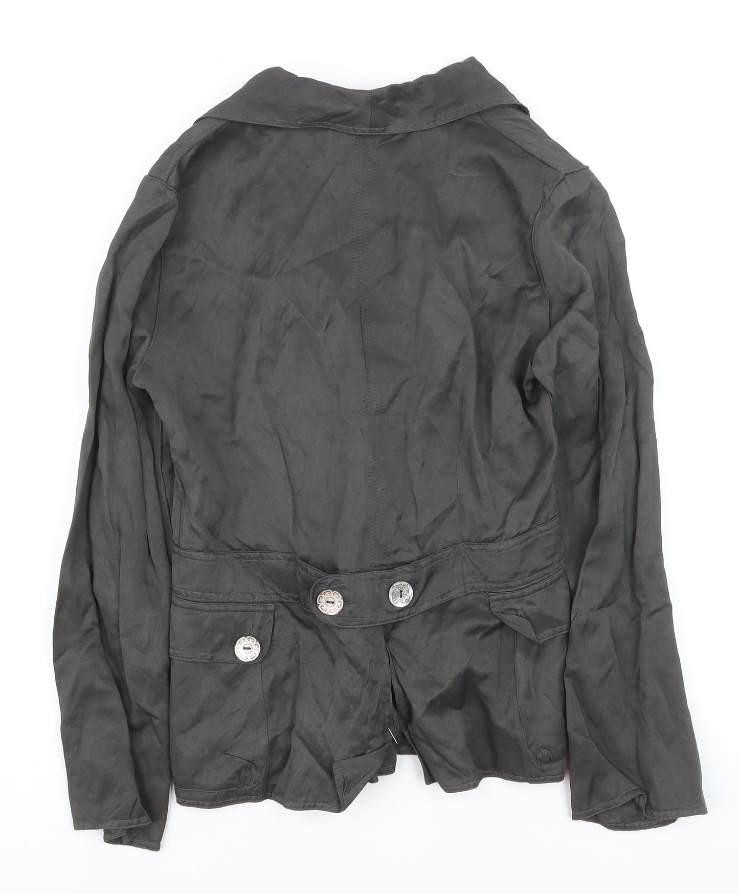 Les Gens Womens Grey Viscose Blend Button Blazer Jacket Size S