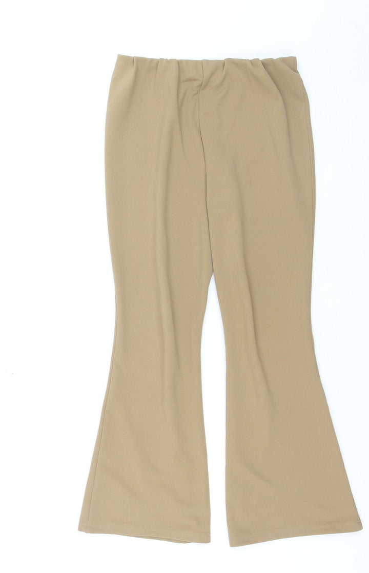 Vero Moda Women Beige Flared Jersey Stretch Trousers Size S