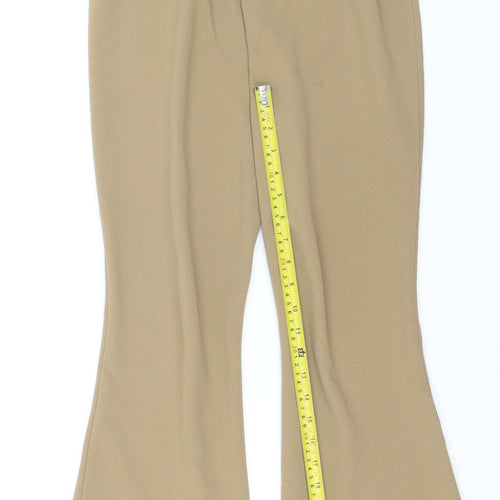 Vero Moda Women Beige Flared Jersey Stretch Trousers Size S