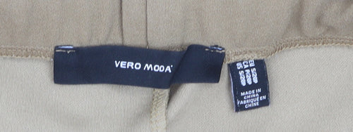 Vero Moda Women Beige Flared Jersey Stretch Trousers Size S