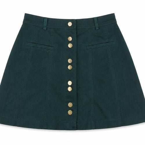 Zara Women Green XS A-Line Short Button Skirt