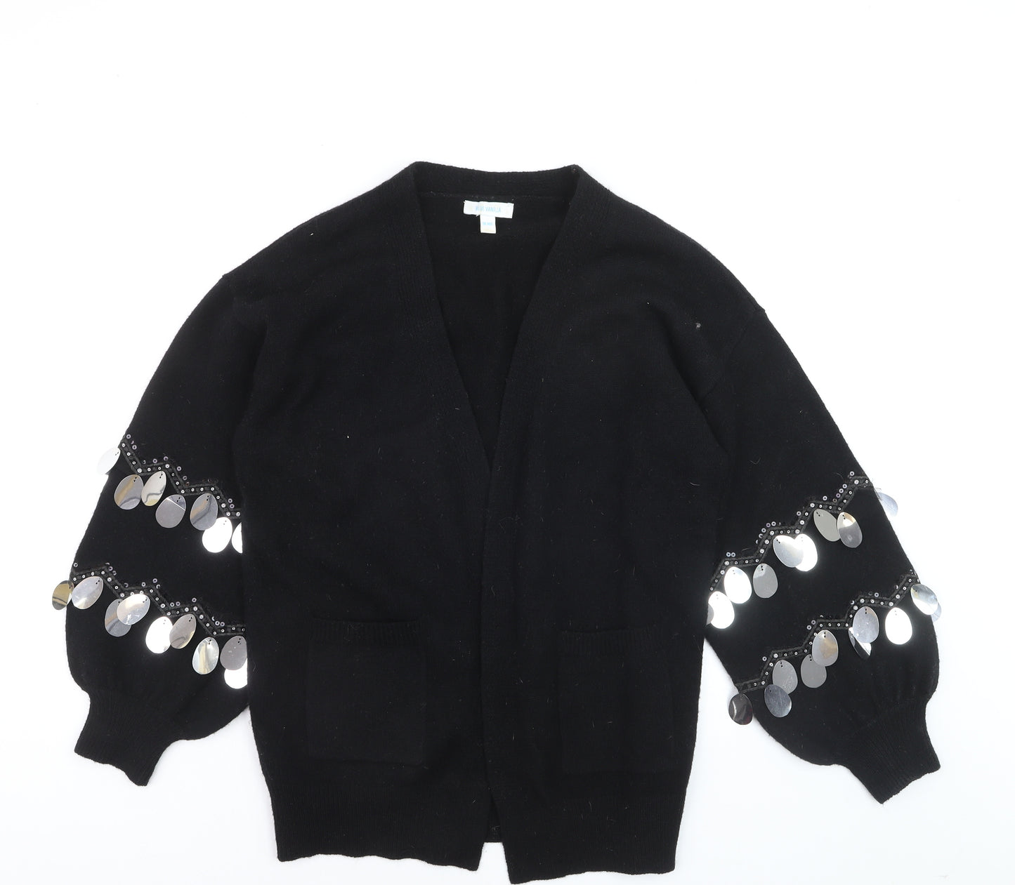 Blue Vanilla Women's Black Sequin Sleeve Cardigan Size M