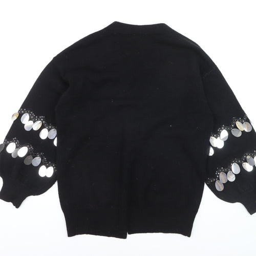 Blue Vanilla Women's Black Sequin Sleeve Cardigan Size M