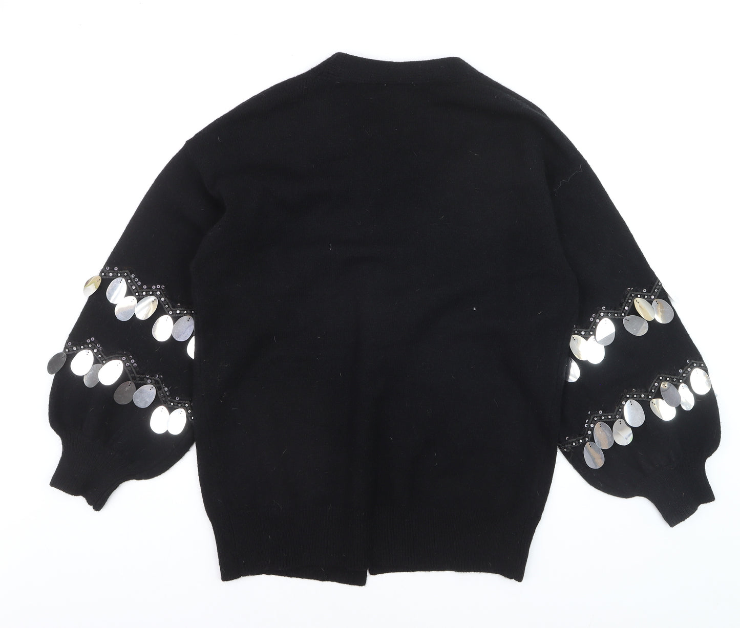 Blue Vanilla Women's Black Sequin Sleeve Cardigan Size M