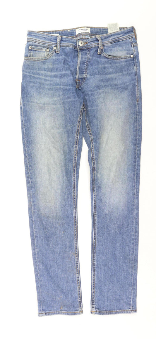 Jack & Jones Womens Blue Straight Leg Stretch Jeans Size 14 Regular