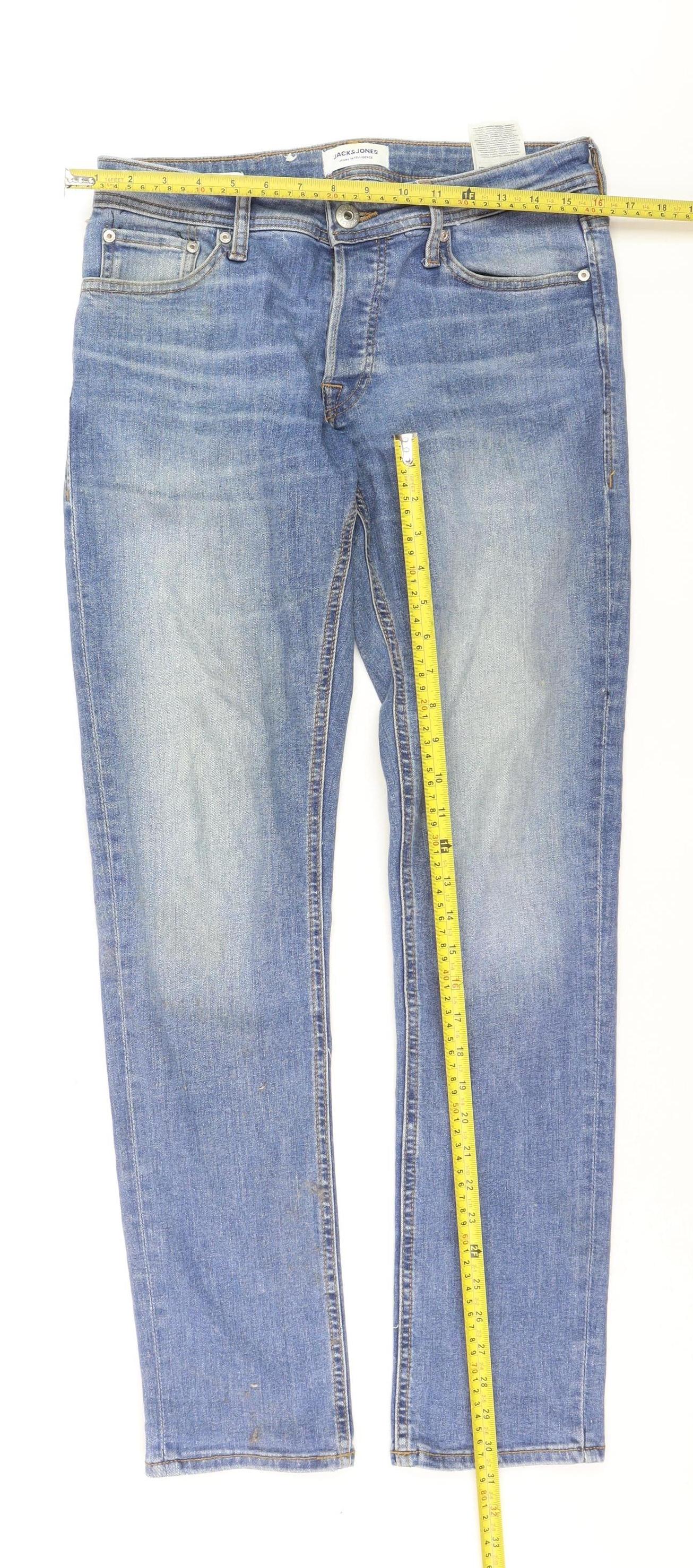 Jack & Jones Womens Blue Straight Leg Stretch Jeans Size 14 Regular