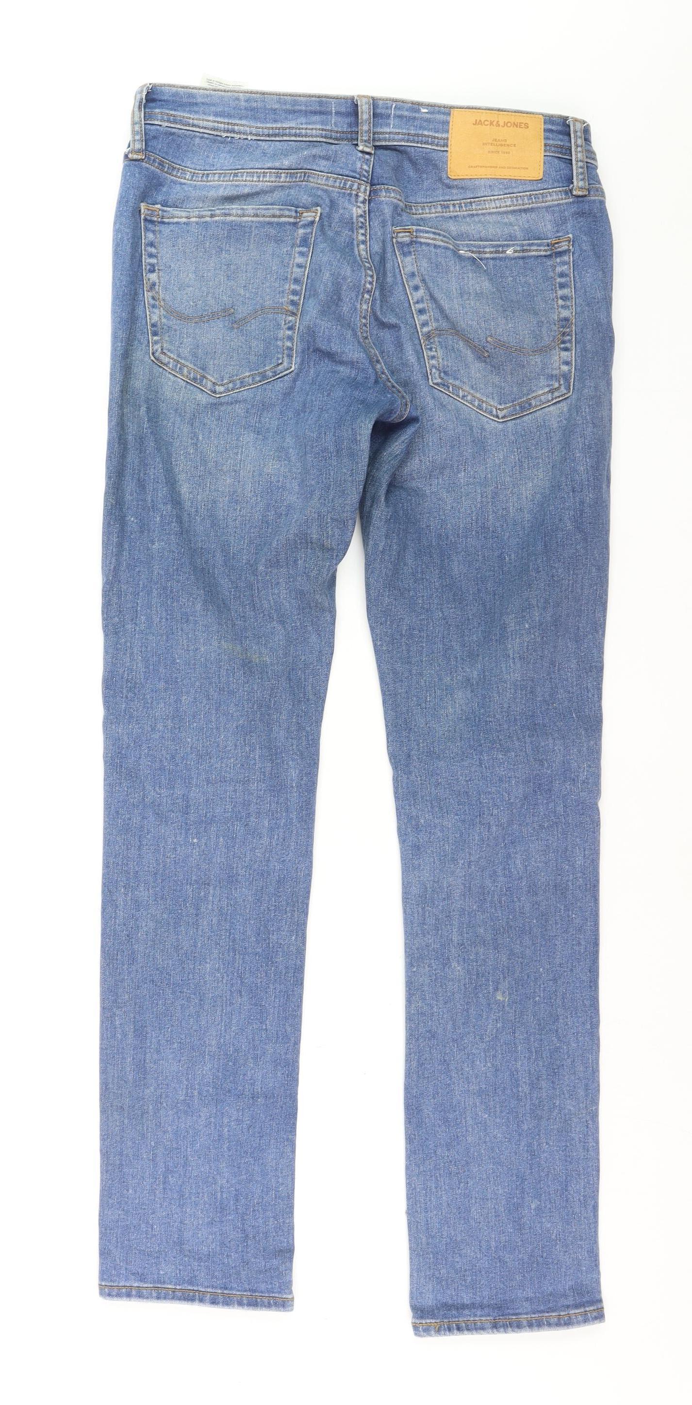 Jack & Jones Womens Blue Straight Leg Stretch Jeans Size 14 Regular