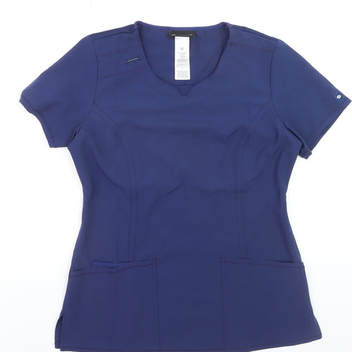 Infinity Womens Blue Short Sleeve Workwear T-Shirt Top Size L