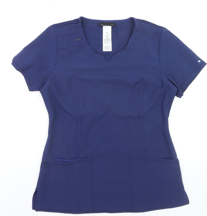 Infinity Womens Blue Short Sleeve Workwear T-Shirt Top Size L
