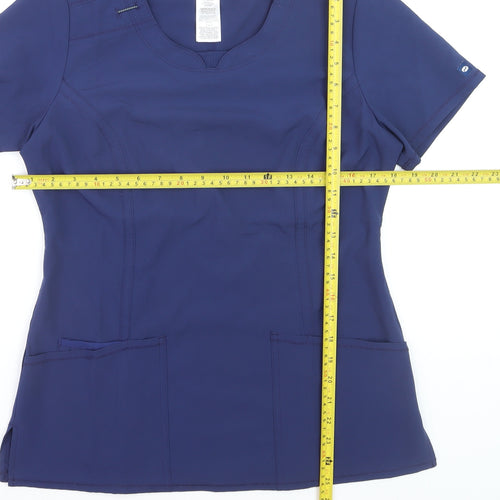 Infinity Womens Blue Short Sleeve Workwear T-Shirt Top Size L