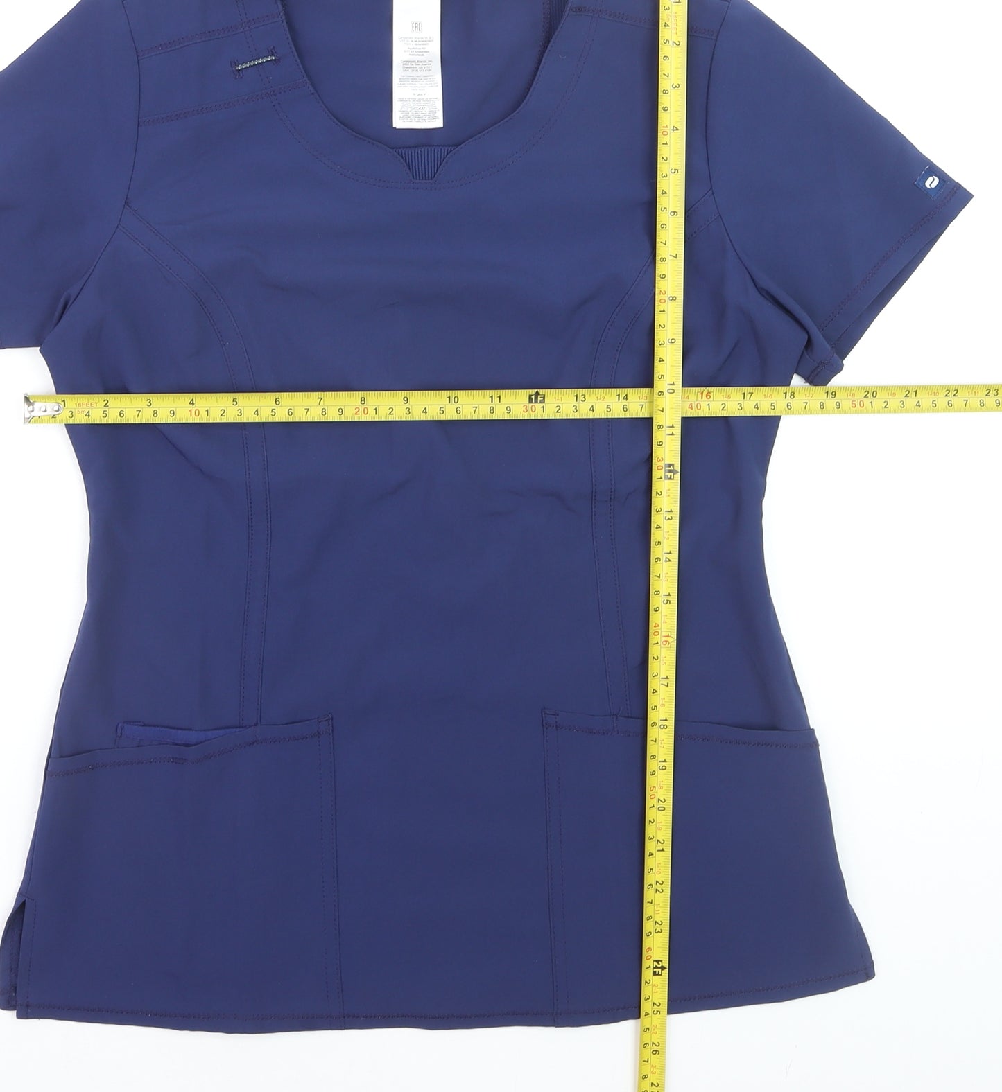 Infinity Womens Blue Short Sleeve Workwear T-Shirt Top Size L
