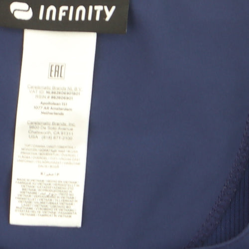 Infinity Womens Blue Short Sleeve Workwear T-Shirt Top Size L