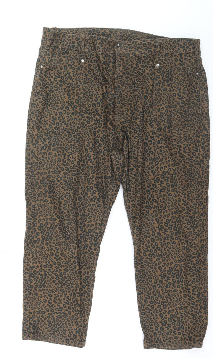 Bonmarche Women's Brown Animal Print Straight Leg Jeans Size 20