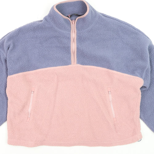 Dunnes Women’s Pink & Purple 1/2 Zip Fleece Sweatshirt Size 14 Lined Pullover