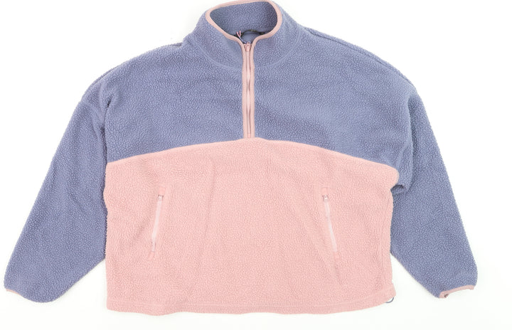 Dunnes Women’s Pink & Purple 1/2 Zip Fleece Sweatshirt Size 14 Lined Pullover